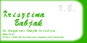 krisztina babjak business card